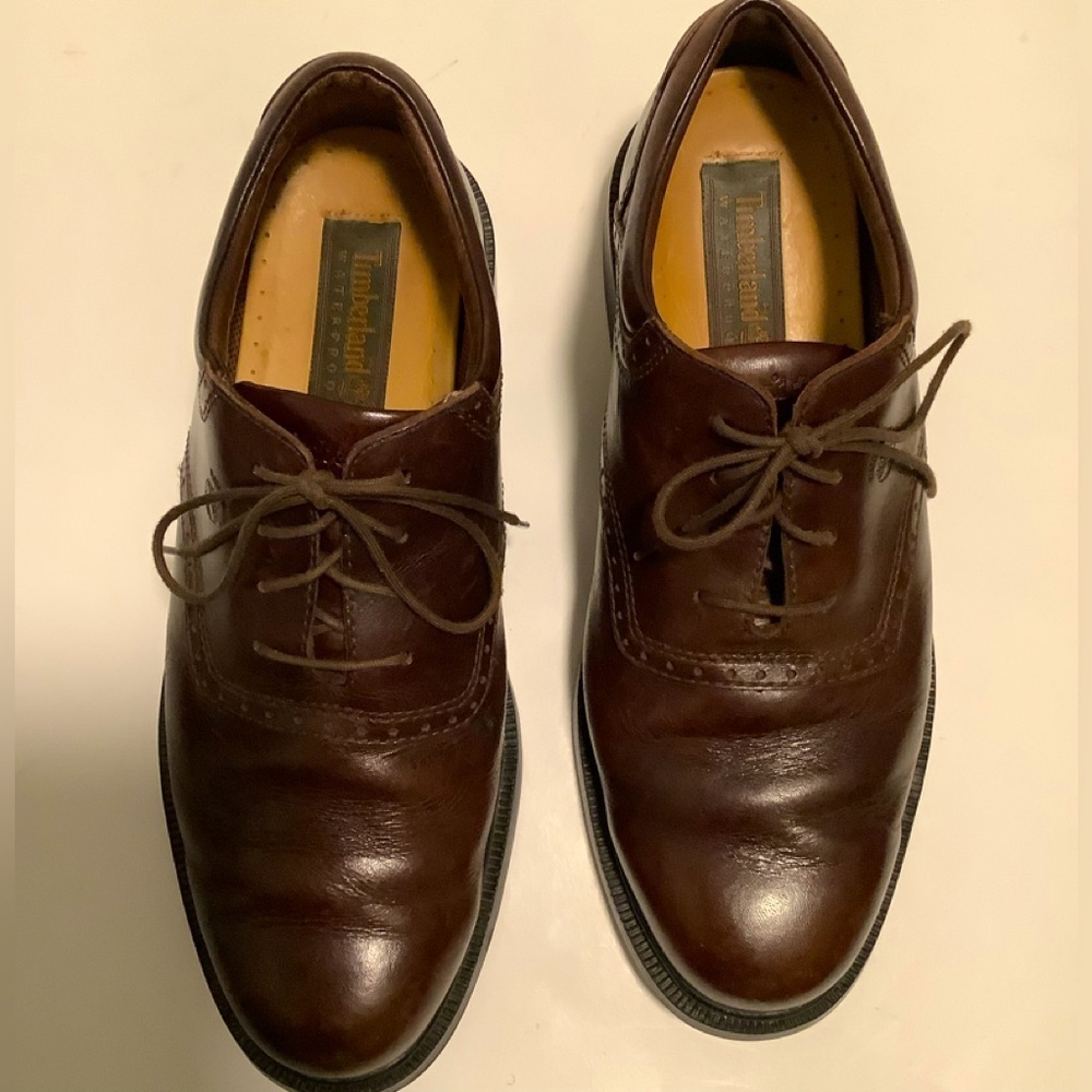 Timberland waterproof mens brown Oxford 9.5 medium genuine leather shoes